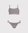 Traje de baño 2 piezas para niña azul ABYSSE/blanco LAIT