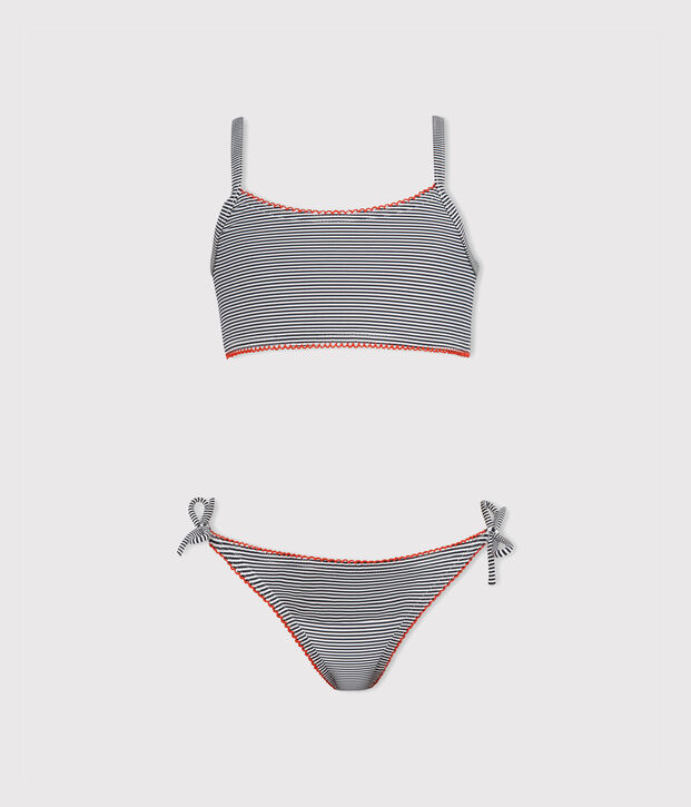 Traje de ba&ntilde;o 2 piezas para ni&ntilde;a azul/blanco