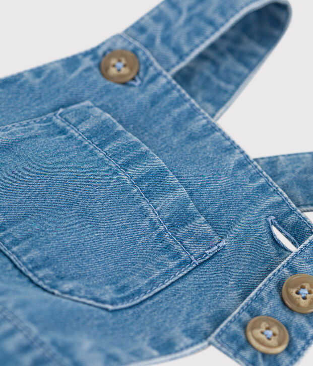 Peto corto de tejido vaquero ligero para beb&eacute; azul