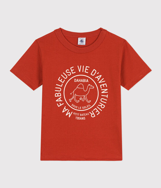 Camiseta de algodón de manga corta para niño rojo HARISSA