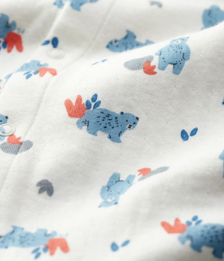 Mono largo con estampado de ositos de beb&eacute; de algod&oacute;n org&aacute;nico blanco/multicolor