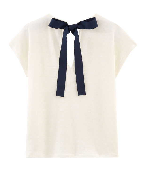 Camiseta de lino para mujer blanco