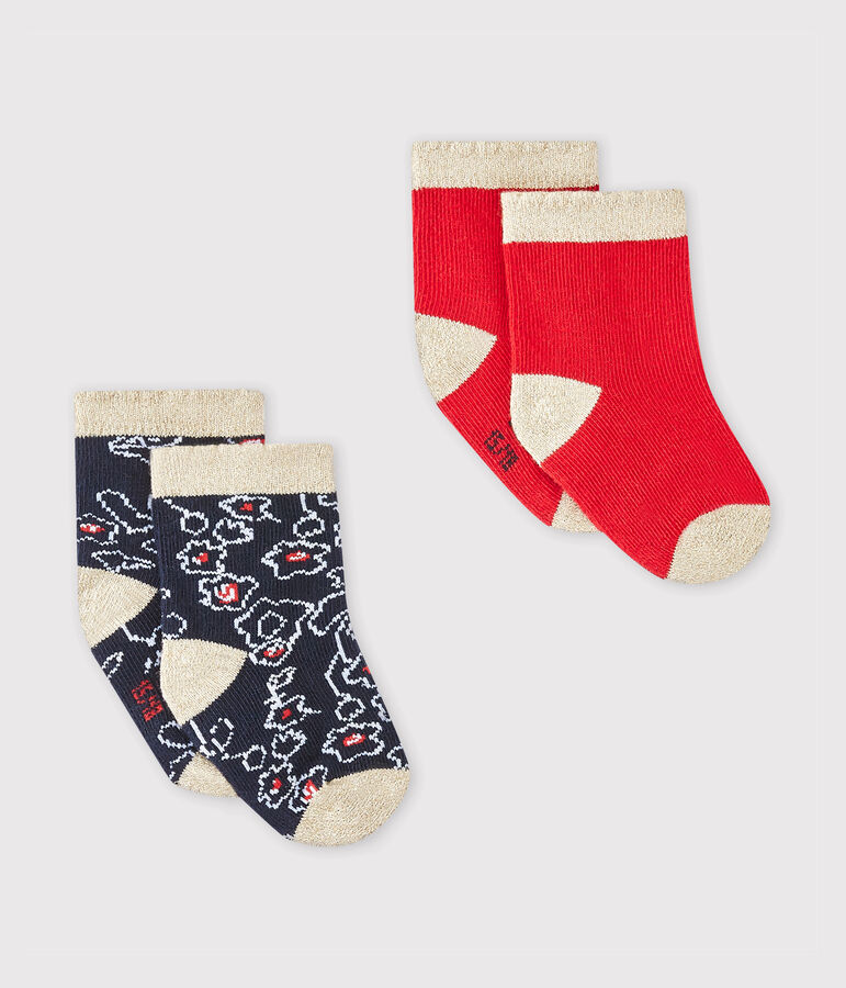 Lote de 2 pares de calcetines beb&eacute; ni&ntilde;a blanco