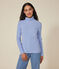 Camiseta Iconique de cuello vuelto de punto de fantasía para mujer azul SKY CHINE