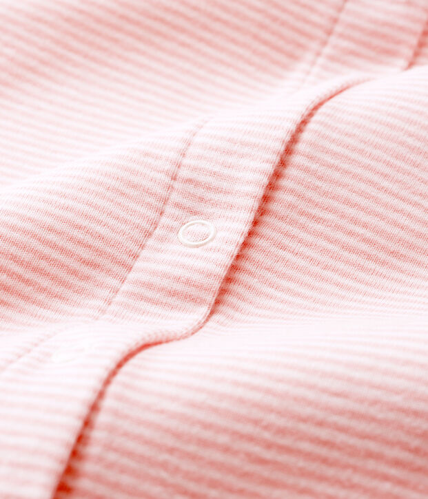 Bodyjama sin pies para beb&eacute; ni&ntilde;a de punto rosa/blanco