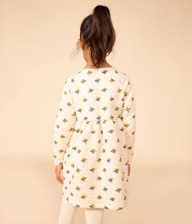 Vestido con estampado de manga larga de t&uacute;bico de ni&ntilde;a crudo/multicolor