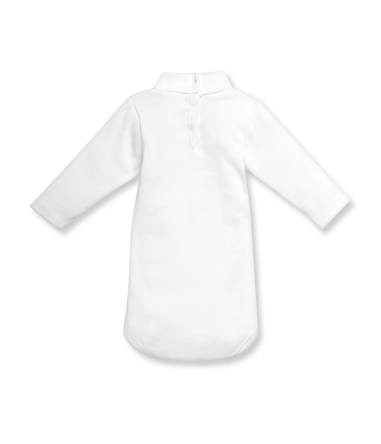 Unisex baby long-sleeved rollneck bodysuit in brushed cotton blanco Ecume