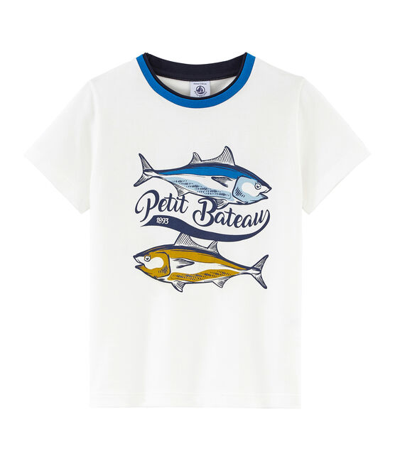 Camiseta manga corta infantil para niño blanco MARSHMALLOW