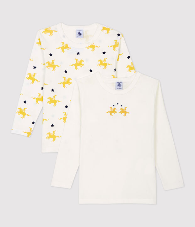 Juego de 2 camisetas de manga larga con estampado de caballeros de ni&ntilde;o de algod&oacute;n multicolor