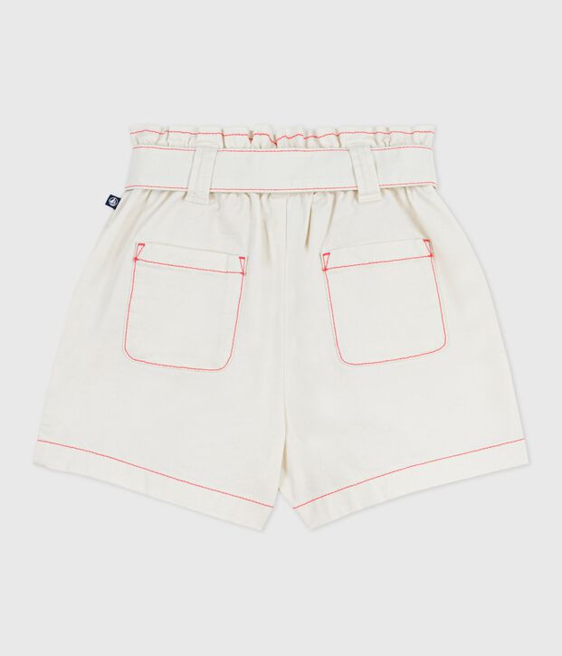 Shorts infantiles de algod&oacute;n liso blanco