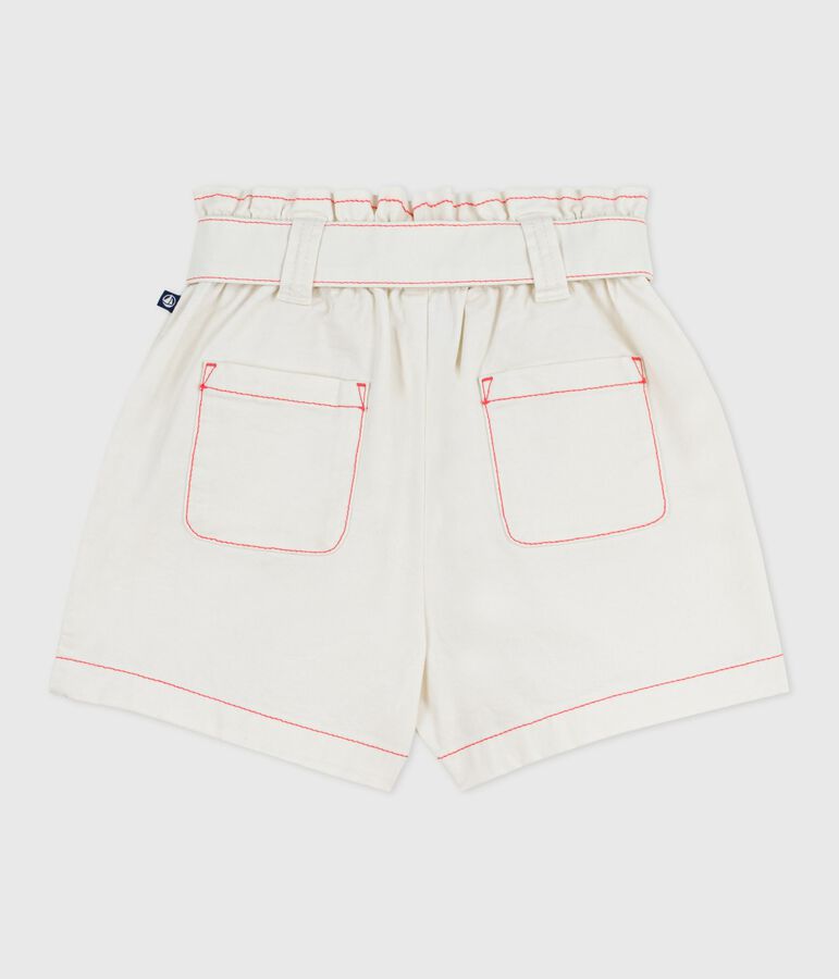 Shorts infantiles de algod&oacute;n liso blanco