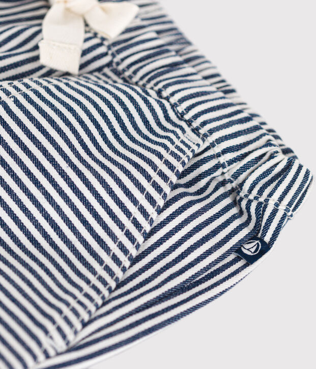Pantal&oacute;n de tela para beb&eacute; azul/blanco