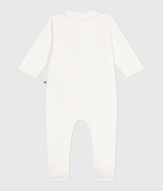 Pijama con cuello de túbico liso para bebé blanco MARSHMALLOW