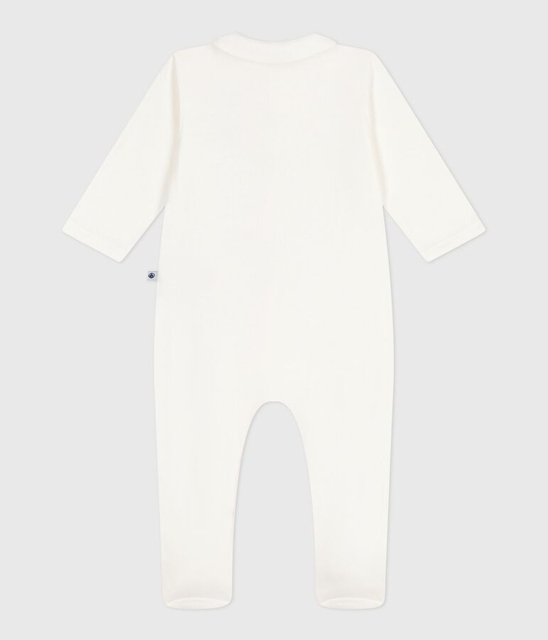 Pijama con cuello de t&uacute;bico liso para beb&eacute; blanco
