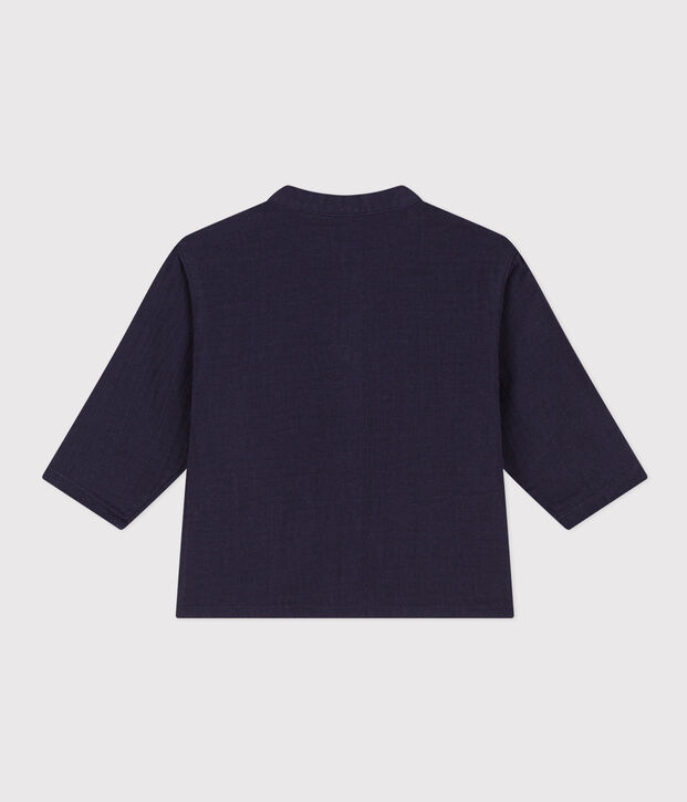 Camisa de gasa de algod&oacute;n de beb&eacute; azul