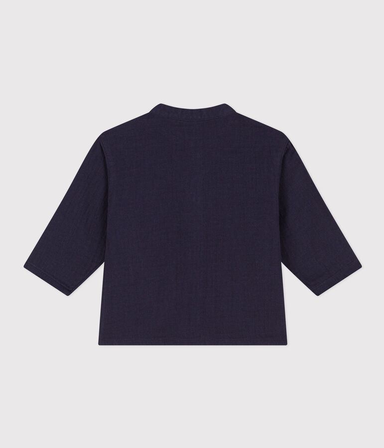 Camisa de gasa de algod&oacute;n de beb&eacute; azul