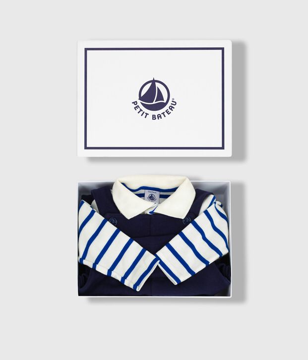 Conjunto de regalo de algod&oacute;n para beb&eacute;: peto y body multicolor