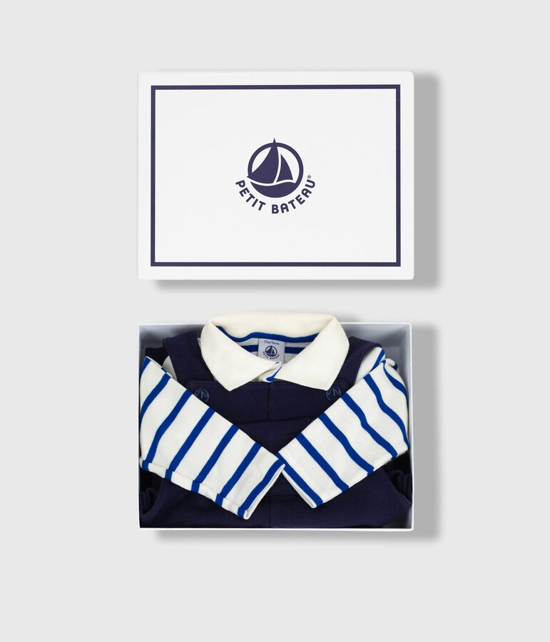 Conjunto de regalo de algod&oacute;n para beb&eacute;: peto y body multicolor