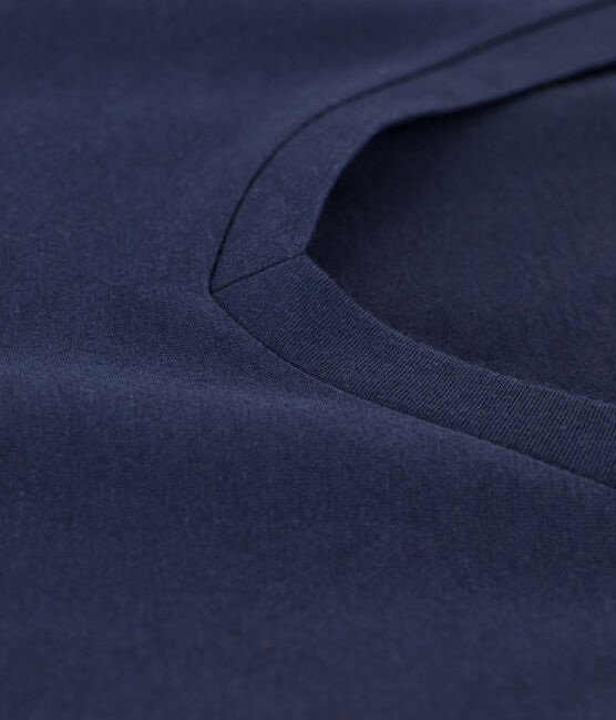 Camiseta de algodón Le Droit con cuello de pico para mujer azul SMOKING
