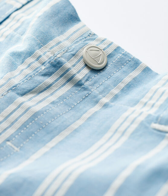 Pantalón corto de rayas de popelina de bebé niño azul JASMIN/blanco MARSHMALLOW