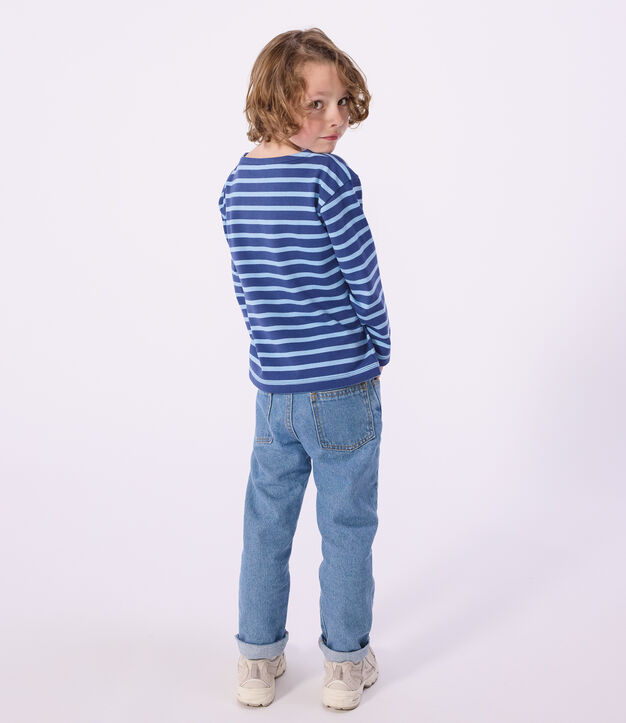 Marinera infantil de algod&oacute;n a rayas azul/azul