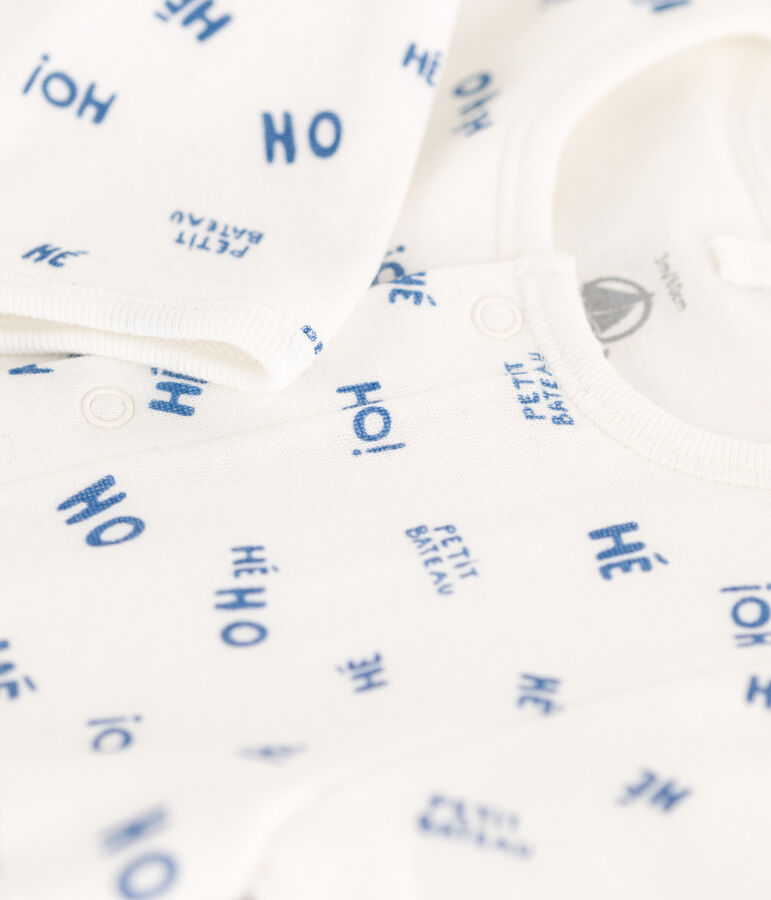 Bodyjama de t&uacute;bico para beb&eacute; blanco/azul