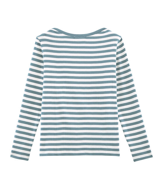 Camiseta manga larga para mujer azul FONTAINE/blanco MARSHMALLOW