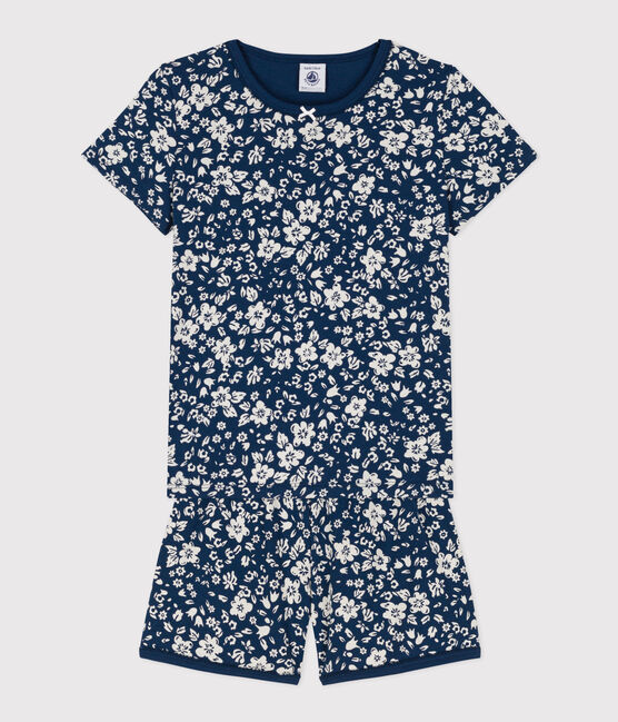 Pijama corto de algodón con flor para niña INCOGNITO/ MARSHMALLOW