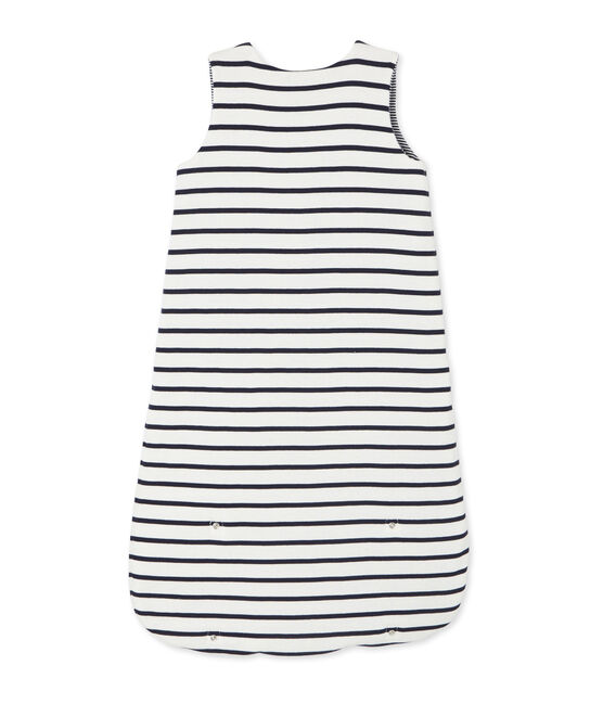 Saco reversible de punto para bebé beige COQUILLE/azul ABYSSE