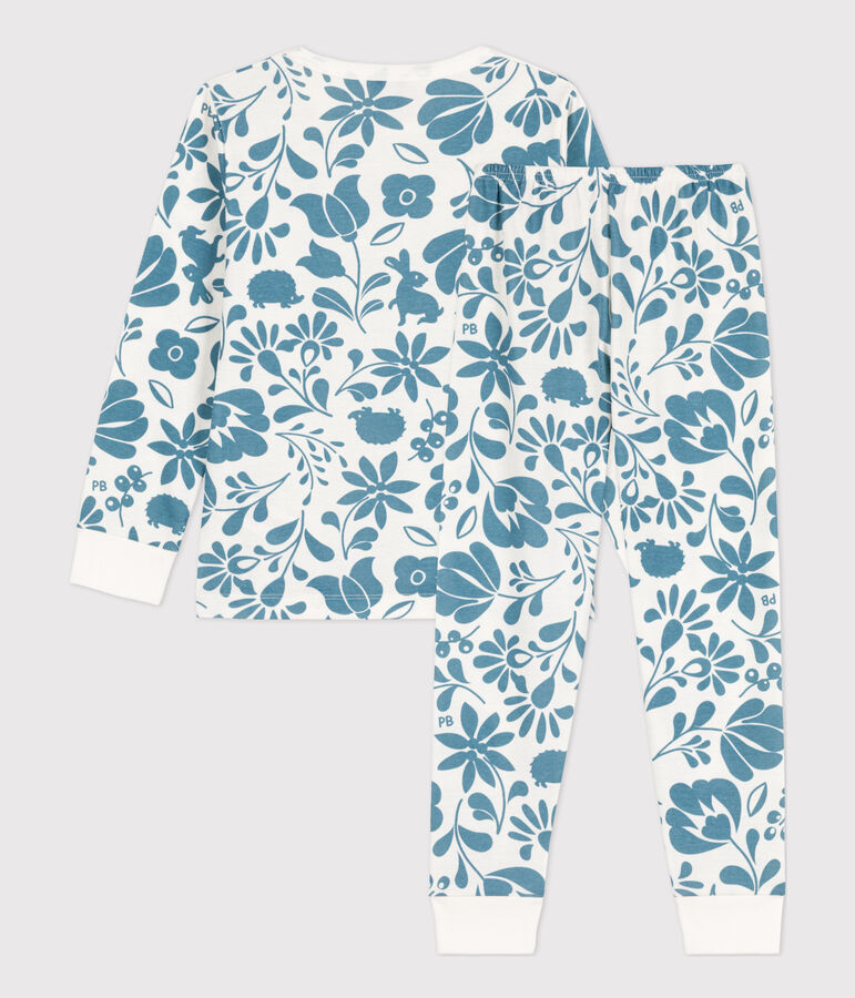 Pijama de algod&oacute;n para ni&ntilde;o/ni&ntilde;a blanco/azul