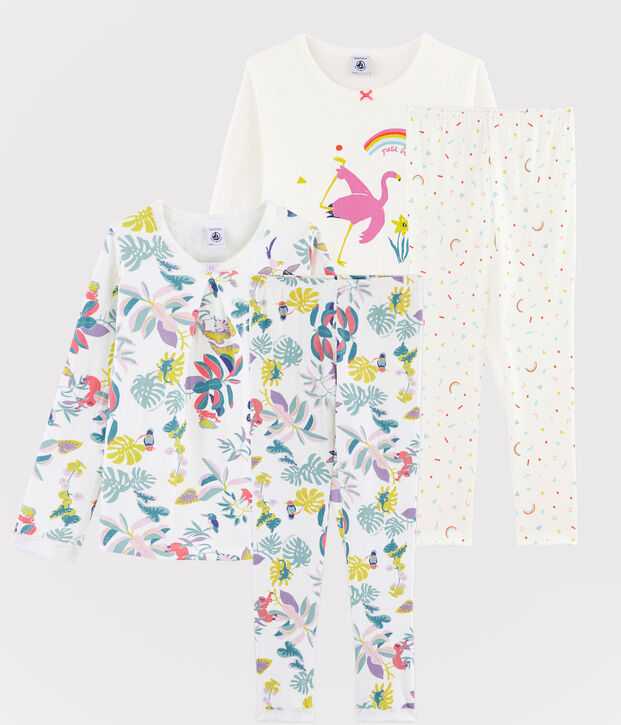 Par de pijamas para ni&ntilde;a de tejido t&uacute;bico acanalado multicolor