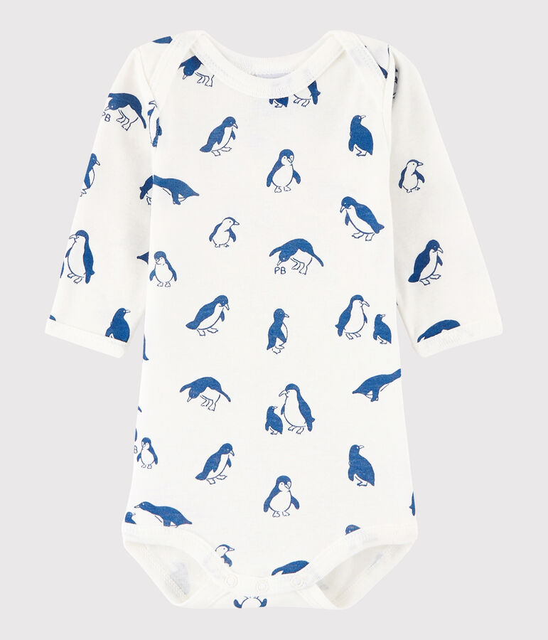 Bodi de manga larga de beb&eacute; ni&ntilde;a/ni&ntilde;o blanco/azul