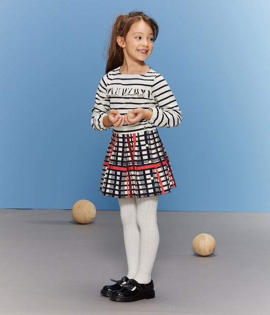 Falda de cuadros plisada para niña blanco MARSHMALLOW/blanco MULTICO