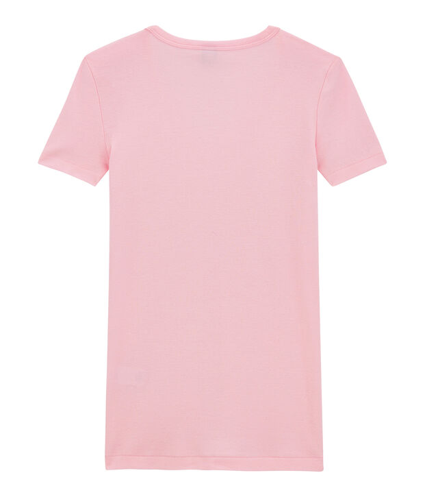 Camiseta con cuello en pico, de punto original, para mujer rosa