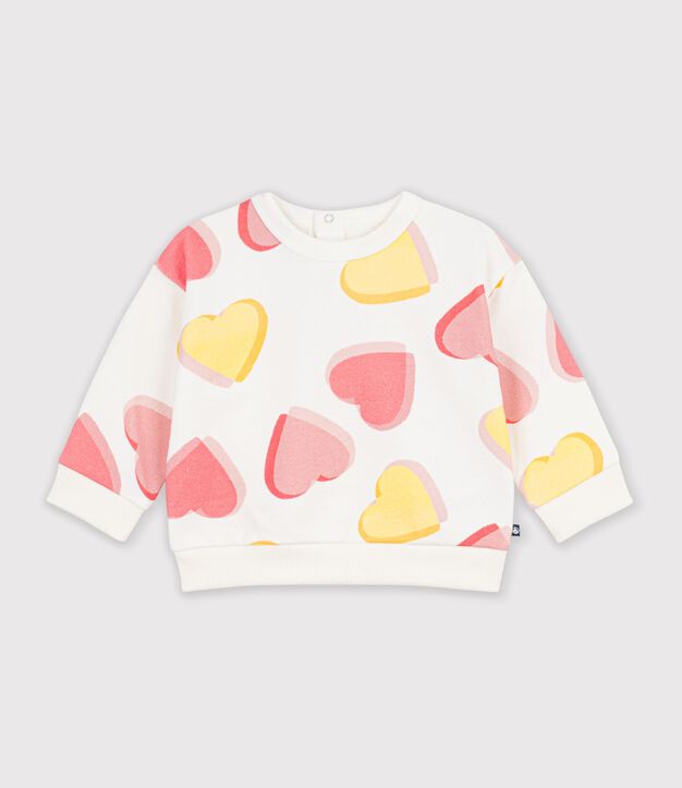 Sudadera de algod&oacute;n con estampado de corazones para beb&eacute; blanco/multicolor