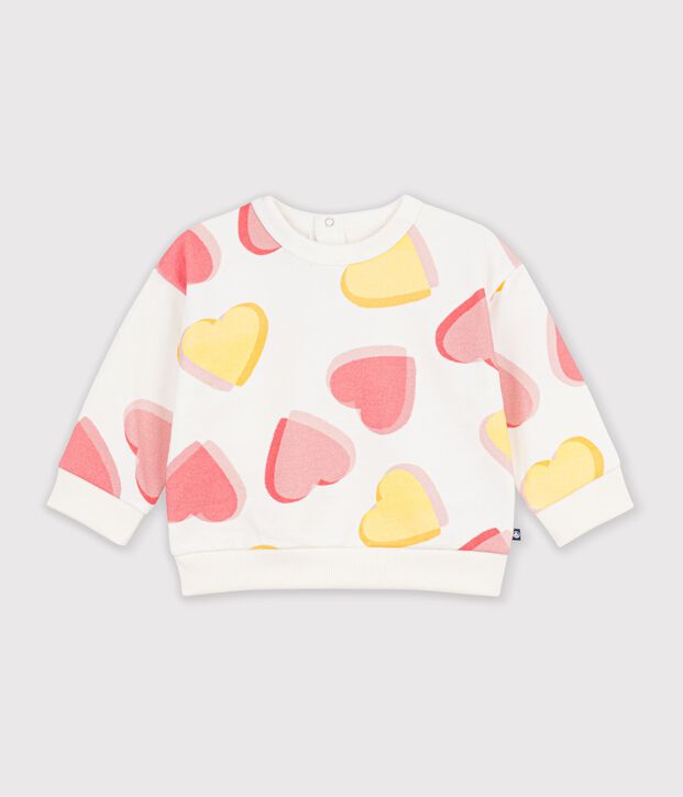 Sudadera de algod&oacute;n con estampado de corazones para beb&eacute; blanco/multicolor