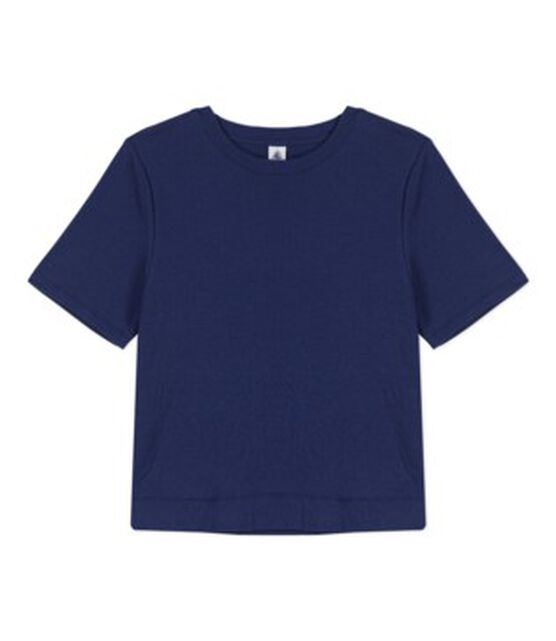 Camiseta LE BOXY de algodón para mujer azul CHALOUPE