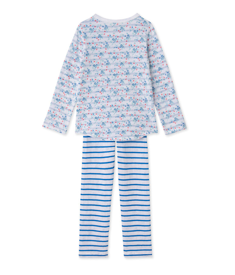 Pijama de t&uacute;bico reversible para ni&ntilde;a blanco ECUME/azul BLEU/ MULTICO