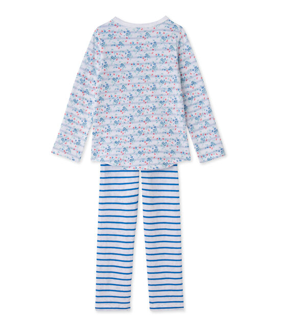 Pijama de túbico reversible para niña blanco ECUME/azul BLEU/ MULTICO