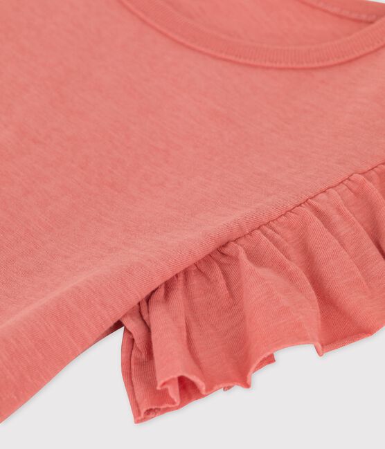 Camiseta de manga corta de algodón de niña rosa PAPAYE