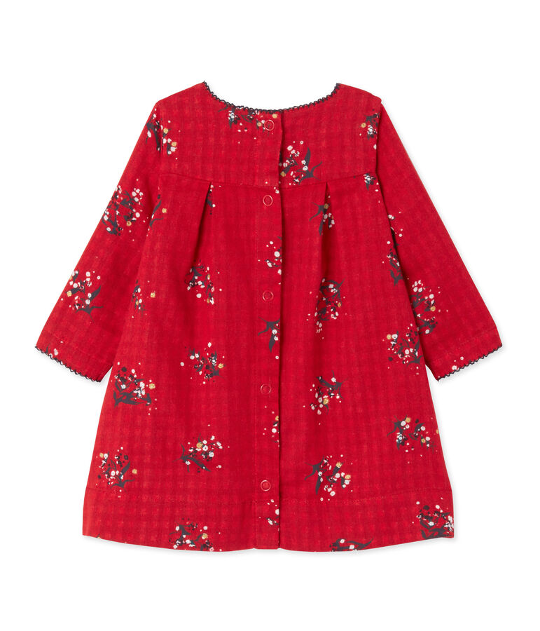 Vestido para beb&eacute; ni&ntilde;a en lana rojo/multicolor