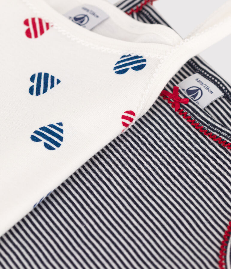 Juego de 2 camisetas de tirantes infantiles de algod&oacute;n con estampado de corazones multicolor