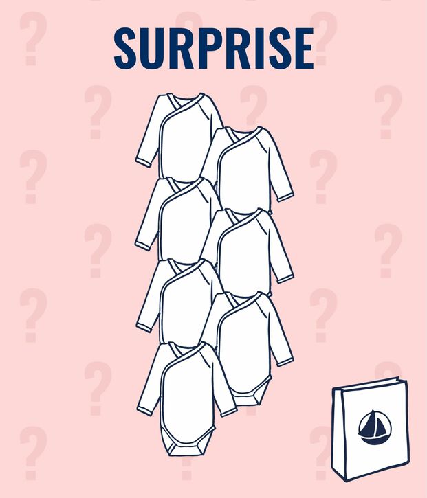 Juego sorpresa de 7 bodis de reci&eacute;n nacido de manga larga para beb&eacute; ni&ntilde;a multicolor