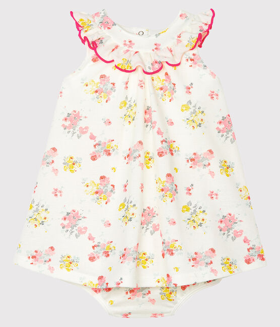 Vestido estampado y braguita «bloomer» para bebé niña blanco MARSHMALLOW/blanco MULTICO