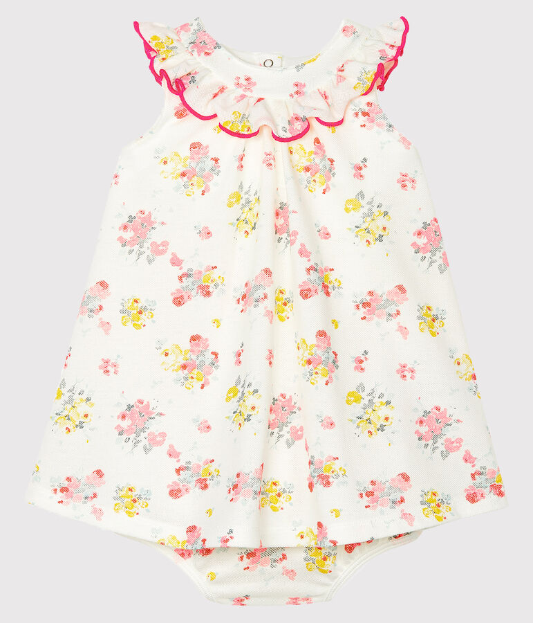 Vestido estampado y braguita bloomer para beb&eacute; ni&ntilde;a blanco MARSHMALLOW/blanco MULTICO