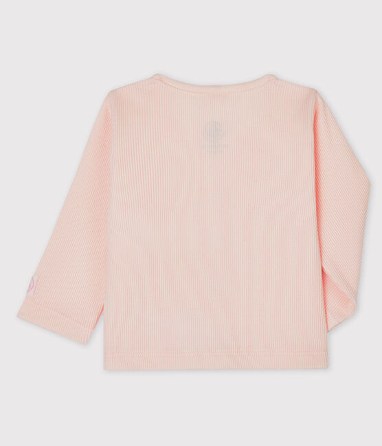 Cárdigan de canalé 2x2 para bebé rosa FLEUR