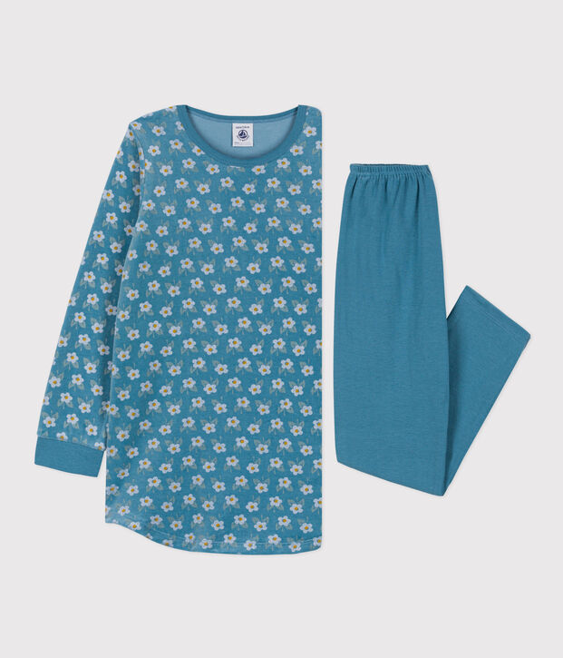 Camis&oacute;n de terciopelo con flor para ni&ntilde;a azul/multicolor