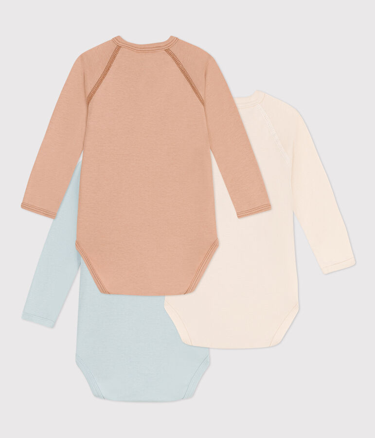 Juego de 3 bodis cruzados de manga larga de algod&oacute;n multicolor