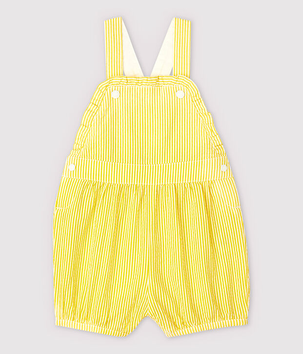 Peto corto de mil rayas de beb&eacute; ni&ntilde;a amarillo/blanco