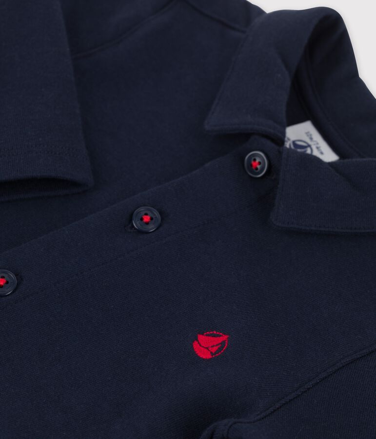 Mono largo de jersey grueso ecol&oacute;gico de beb&eacute; azul